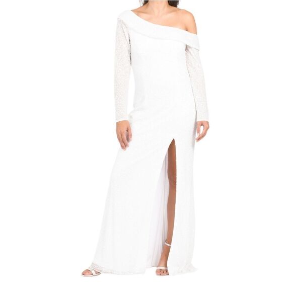 NWT MAC DUGGAL Sequin One Shoulder Trumpet Maxi Gown 4 - Picture 2 of 9